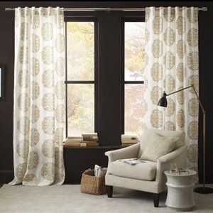 4 West Elm Claude Medallion Flocked Curtains 84"